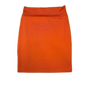 Womens Orange Bodycon Mini Skirt High Waist Stretch Size S FS1018 Y2K Neon Rave